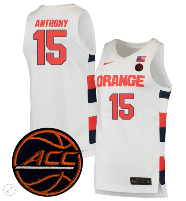 Men's Carmelo Anthony Jersey #15 Syracuse Orange Nike College Basketball Stiched Game White