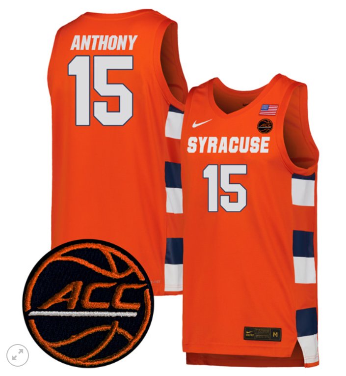 Men's Carmelo Anthony Jersey #15 Syracuse Orange Nike College Basketball Stiched Game Orange