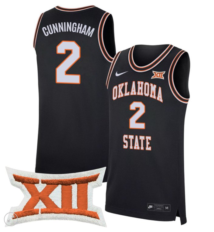 Men's Case Kunninghams Jersey #2 Oklahoma State Cowboys Nike NCAA Basketball Stiched Throwback Black