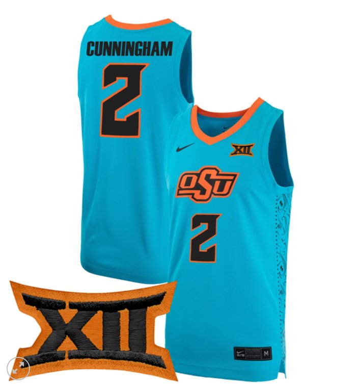 Men's Case Kunninghams Jersey #2 Oklahoma State Cowboys Nike NCAA Basketball Stiched Turquoise