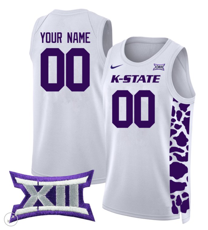 Custom Kansas State Wildcats Jersey College Basketball Stiched Game White