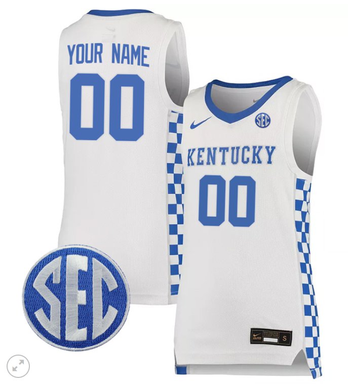 Custom Kentucky Wildcats Jersey College Basketball Stiched White