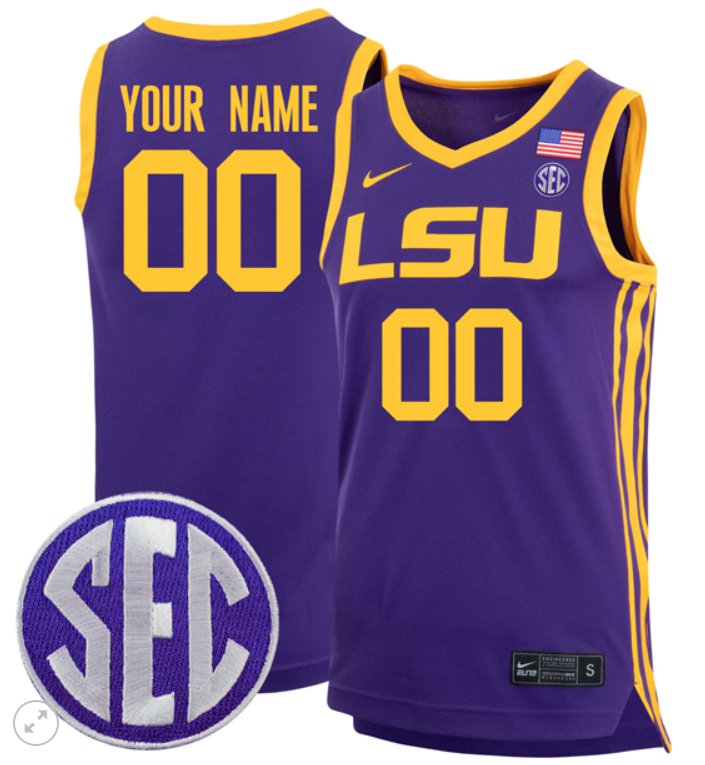 Custom LSU Tigers Jersey College Basketball Stiched Game Purple