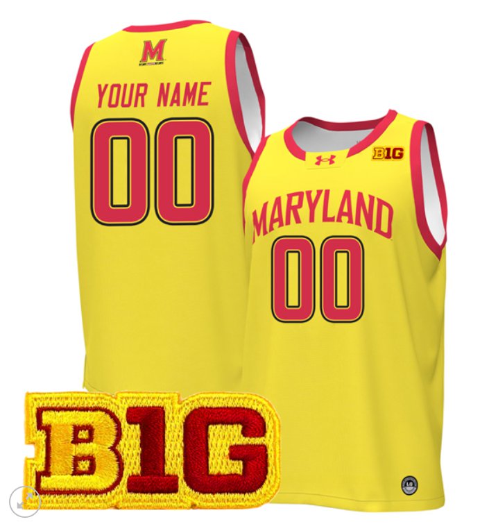 Custom Maryland Terrapins Jersey College Basketball Stiched Gold
