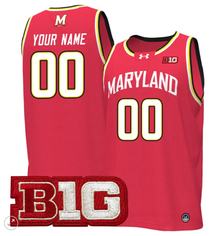 Custom Maryland Terrapins Jersey College Basketball Stiched Red