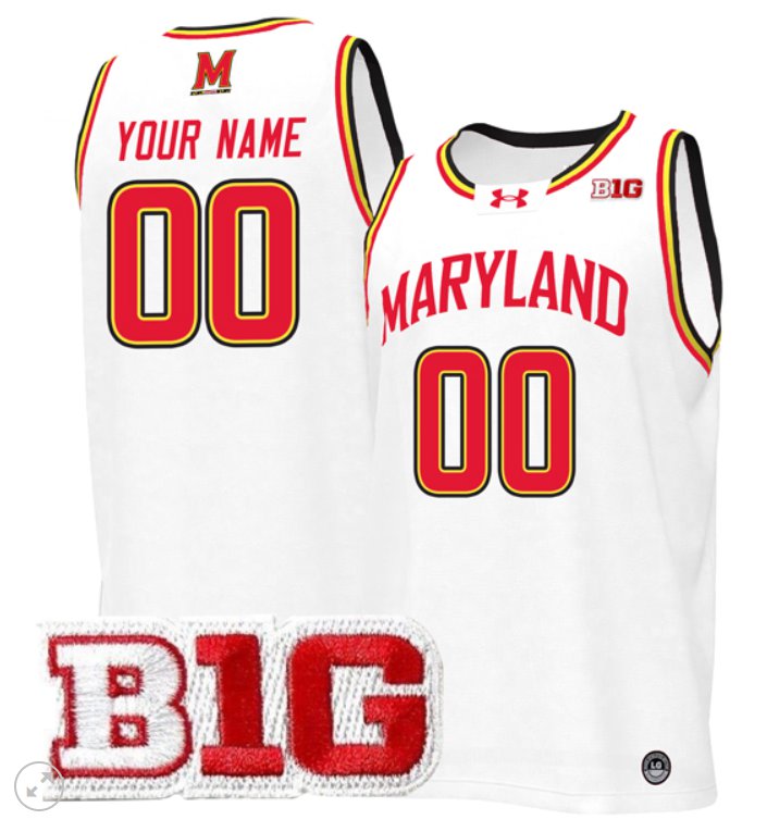 Custom Maryland Terrapins Jersey College Basketball Stiched White