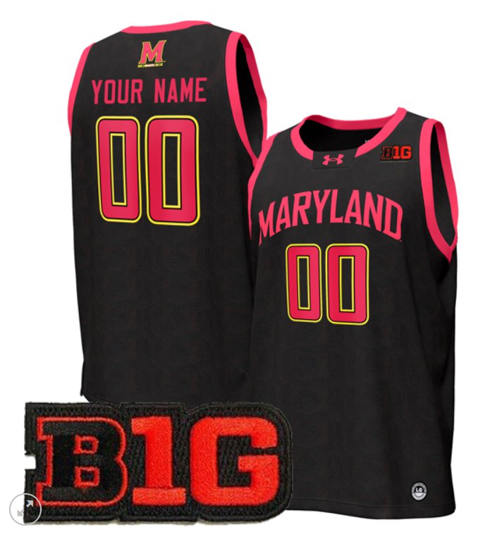 Custom Maryland Terrapins Jersey College Basketball Stiched Black