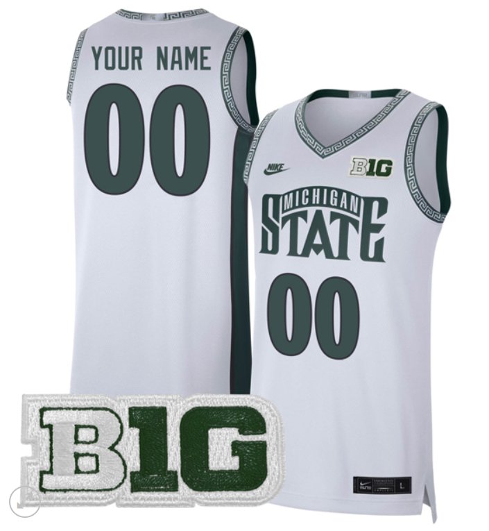 Custom Michigan State Spartans Jersey College Basketball Stiched Retro White