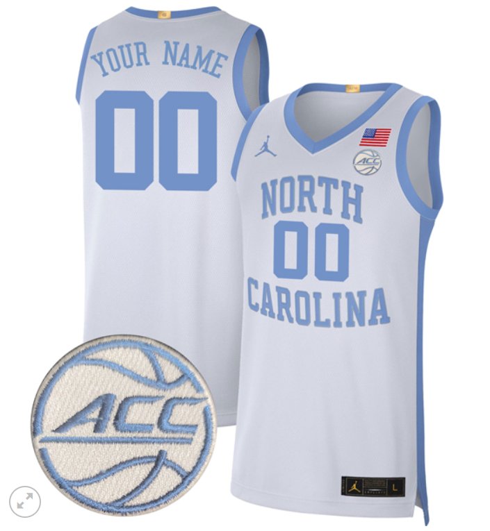 Custom North Carolina Tar Heels Jersey Basketball Stiched Limited Retro White