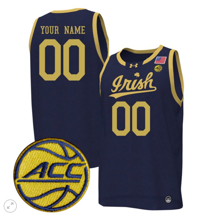 Custom Notre Dame Fighting Irish Jersey Basketball Stiched Irish Navy