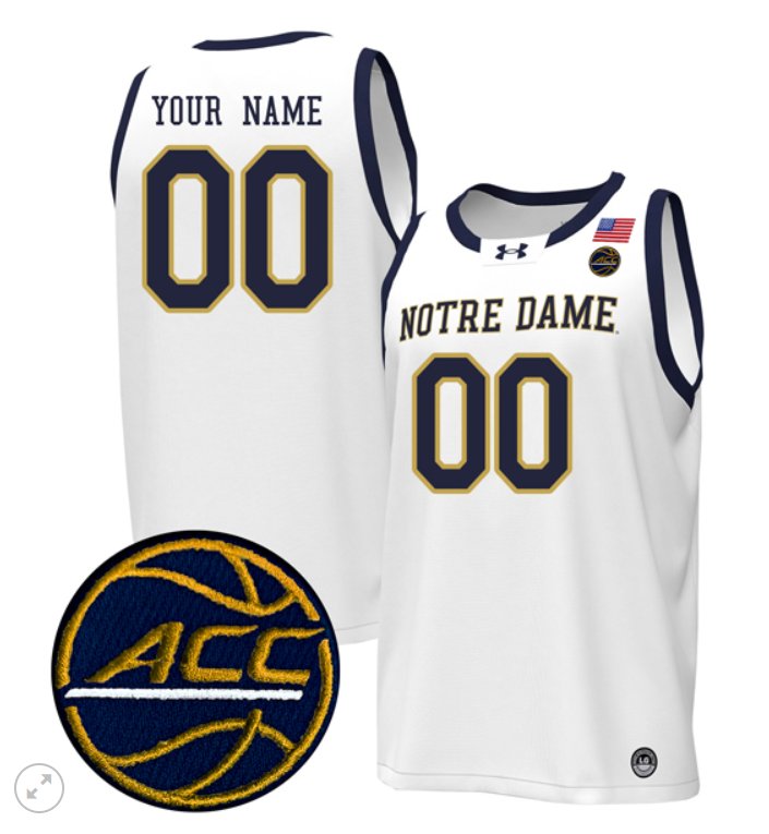 Custom Notre Dame Fighting Irish Jersey NCAA Basketball Stiched White