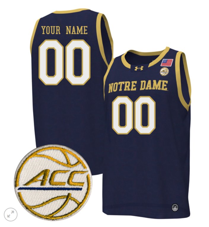 Custom Notre Dame Fighting Irish Jersey NCAA Basketball Stiched Navy