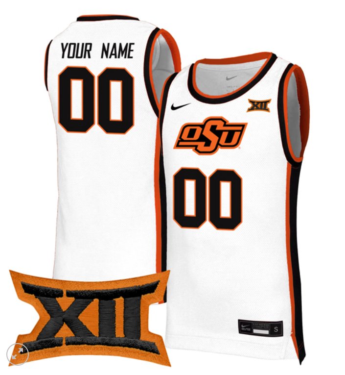 Custom Oklahoma State Cowboys Jersey Basketball Stiched Game White
