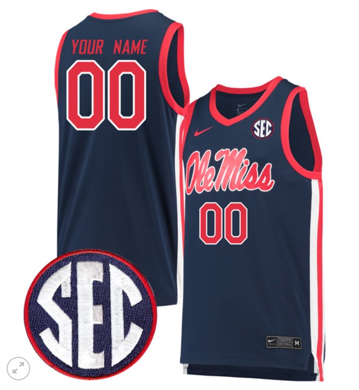 Custom Ole Miss Rebels Jersey College Basketball Stiched Game Navy