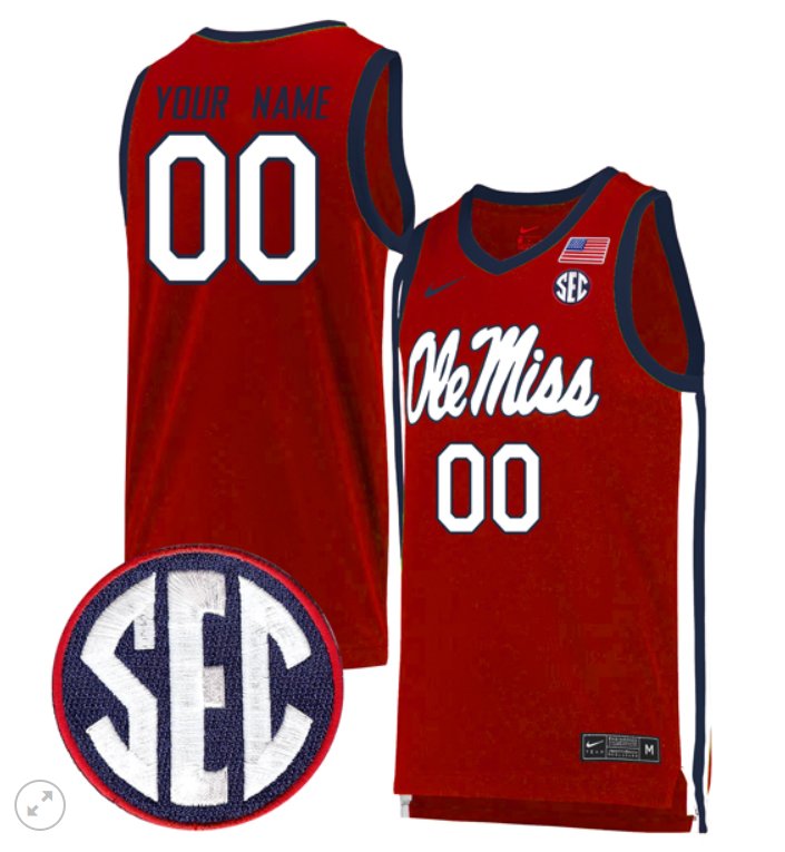 Custom Ole Miss Rebels Jersey College Basketball Stiched Red