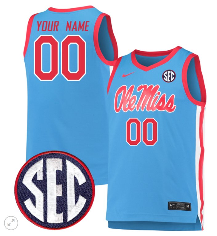 Custom Ole Miss Rebels Jersey College Basketball Stiched Game Blue