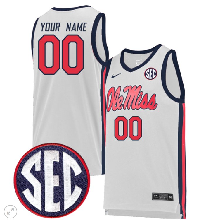 Custom Ole Miss Rebels Jersey College Basketball Stiched Game White