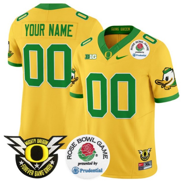 Custom Oregon Ducks Jersey 2025 Rose Bowl Nike FUSE Vapor Limited NCAA Football Stitched Gold