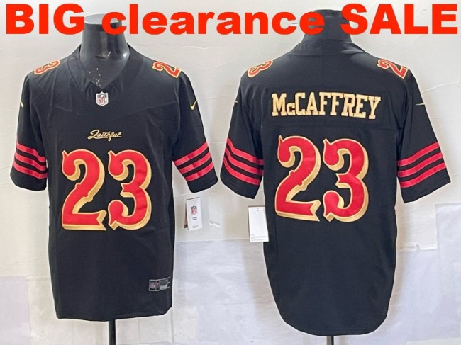 Clearance SALE Mens & Womens & Youth San Francisco 49ers #23 Christian McCaffrey 2025 “Rivalries” F.U.S.E. Stitched Limited Jersey Black