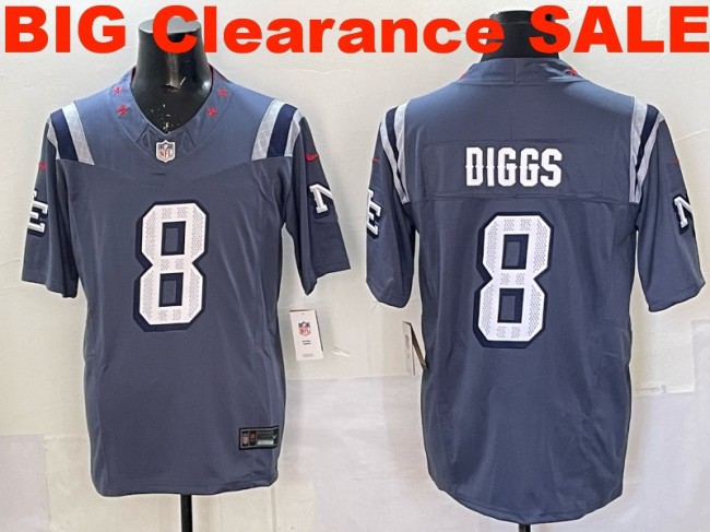 Clearance SALE Mens & Womens & Youth New England Patriots #8 Stefon Diggs 2025 “Rivalries” F.U.S.E. Stitched Jersey Storm Blue