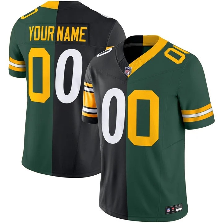 Men's & Women's & Youth Pittsburgh Steelers & Green Bay Packers Custom Split black green Nike F.U.S.E. Limited Stitched Jersey