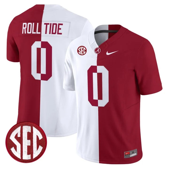 Men's & Women's & Youth Alabama Crimson Tide #0 Roll Tide Split red white F.U.S.E. Vapor Limited Stitched Jersey