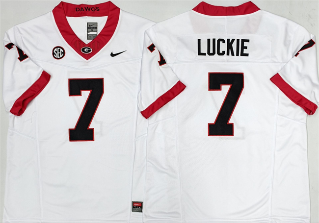 Men's Georgia Bulldogs #7 Lawson Luckie White 2025 F.U.S.E. Stitched Jersey