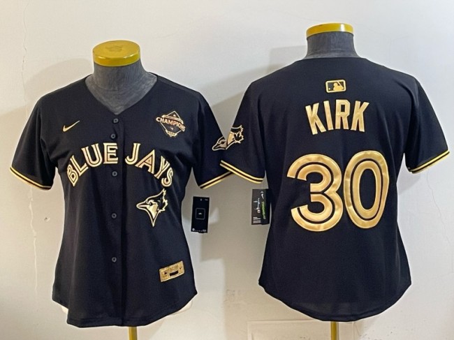 Youth Toronto Blue Jays #30 Alejandro Kirk Black Gold 2025 American League Champions Limited Stitched Baseball Jersey
