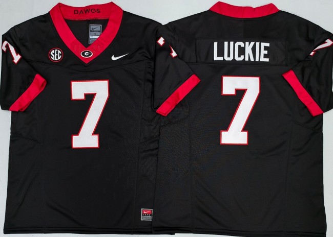Men's Georgia Bulldogs #7 Lawson Luckie Black F.U.S.E. 2025 Nike Stitched Football Jersey