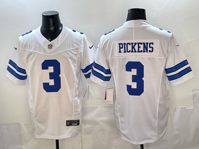 Men's Dallas Cowboys #3 George Pickens White F.U.S.E. Vapor Limited Stitched Football Jersey