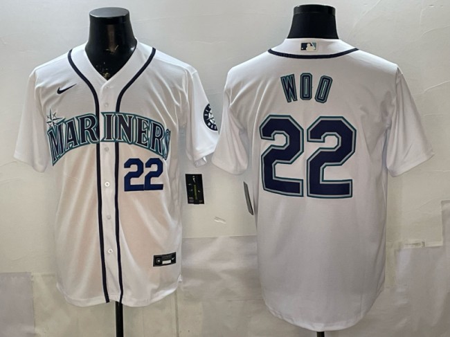 Men's Seattle Mariners #22 Bryan Woo White Limited Stitched Jerseys