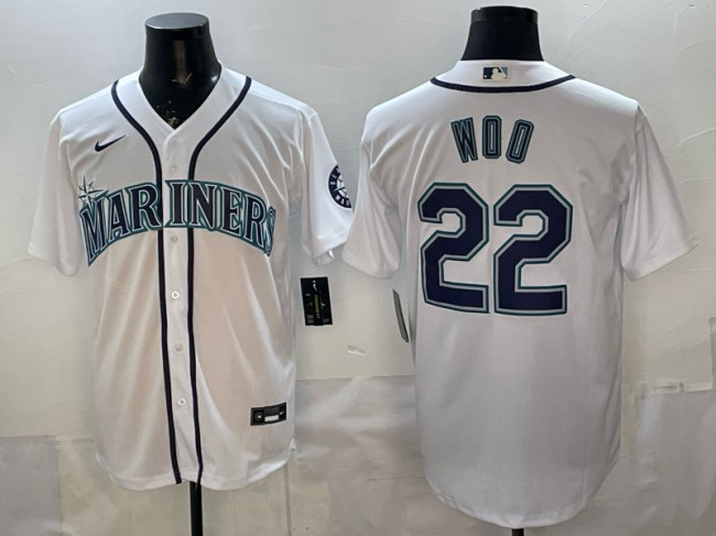 Men's Seattle Mariners #22 Bryan Woo White Limited Stitched Jersey