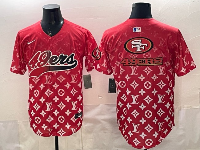 Men's San Francisco 49ers Red Team Big Logo With Patch Limited Stitched Baseball Jersey