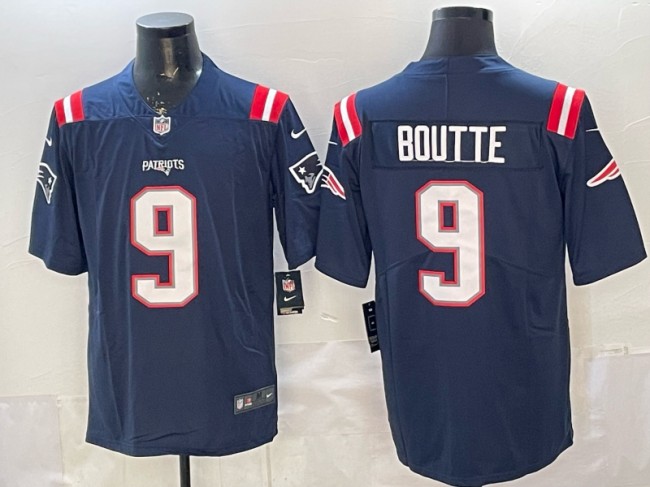 Men's New England Patriots #9 Kayshon Boutte Navy Vapor untouchable Limited Stitched Jersey