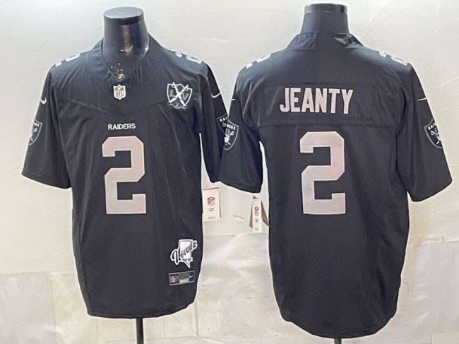Men's Las Vegas Raiders #2 Ashton Jeanty Black F.U.S.E. Vapor Limited With Nevada Silver State and 65th Anniversary Patch Stitched Football Jersey