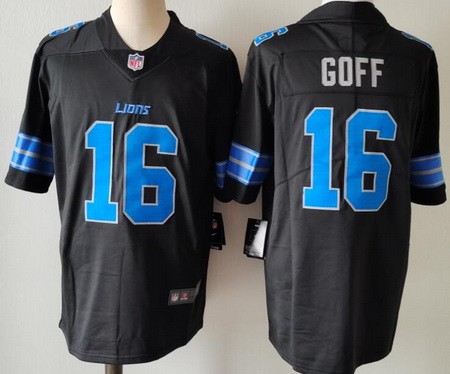 Men's Detroit Lions #16 Jared Goff Limited Black Vapor Jersey