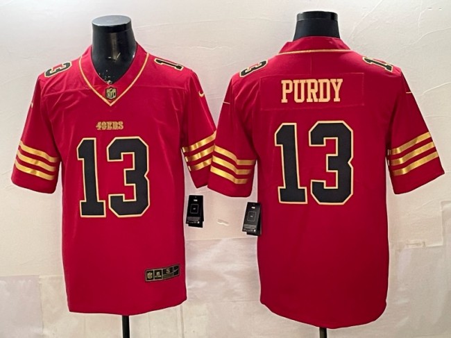 Men's San Francisco 49ers #13 Brock Purdy Red Gold Alternate Vapor Limited Stitched Jersey