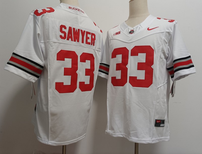 Men's Ohio State Buckeyes #33 Jack Sawyer White F.U.S.E. Limited Stitched Jersey
