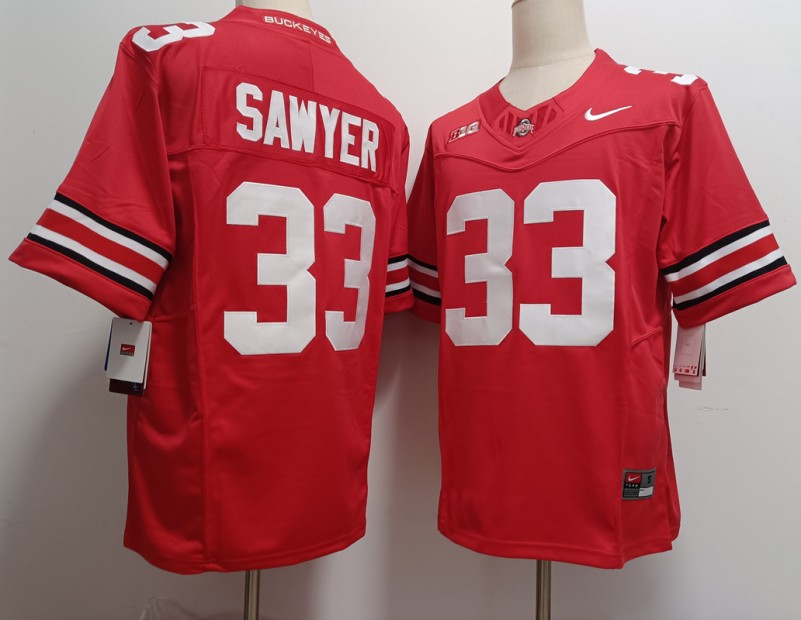 Men's Ohio State Buckeyes #33 Jack Sawyer Red F.U.S.E. Limited Stitched Jersey