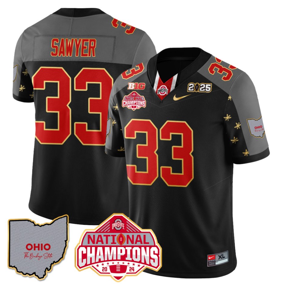 Men's Jack Sawyer Jersey #33 Ohio State National Champions 2025 Patch Black Special