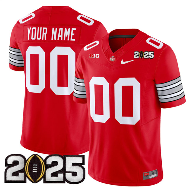 Custom Active Player Ohio State Buckeyes Red 2025 CFP Final Patch F.U.S.E. Vapor Limited Stitched Football Jersey