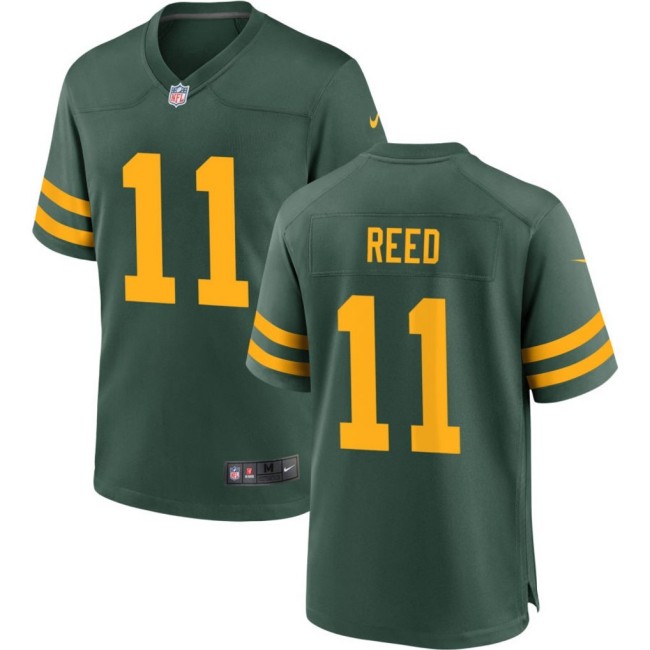 Men's Green Bay Packers #11 Jayden Reed Green Nike Alternate Yellow Number Stitched Limited Jersey