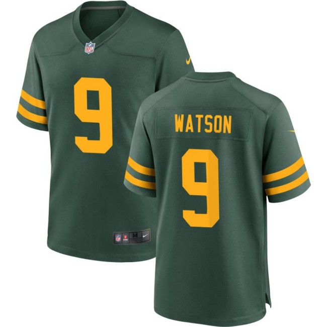 Men's Green Bay Packers #9 Christian Watson Green Nike Alternate Yellow Number Stitched Limited Jersey