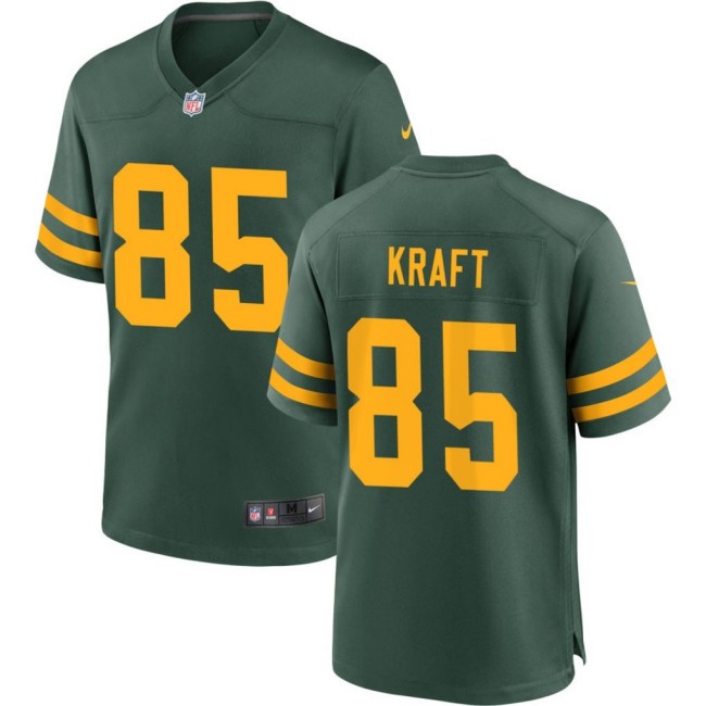 Men's Green Bay Packers #85 Tucker Kraft Green Nike Alternate Yellow Number Stitched Limited Jersey