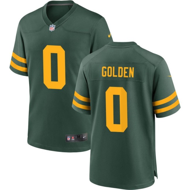 Men's Green Bay Packers #0 Matthew Golden Green Nike Alternate Yellow Number Stitched Limited Jersey