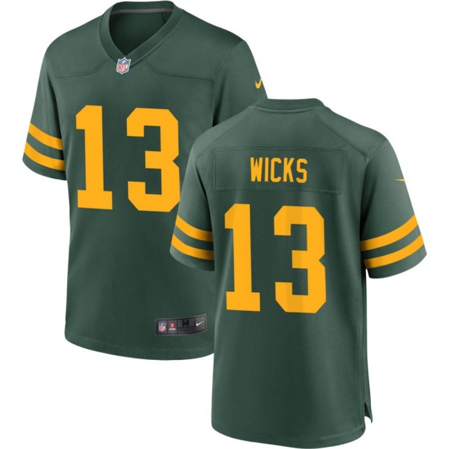 Men's Green Bay Packers #13 Dontayvion Green Nike Alternate Yellow Number Stitched Limited Jersey