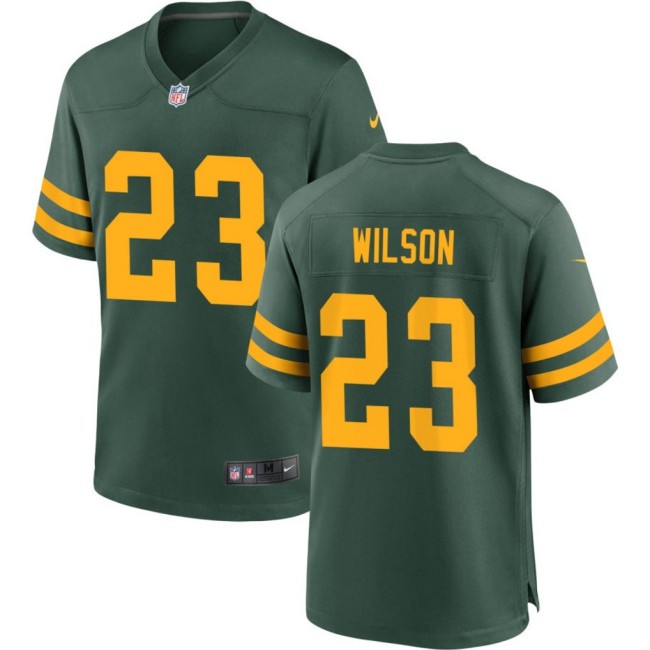 Men's Green Bay Packers #23 Emanuel Wilson Green Nike Alternate Yellow Number Stitched Limited Jersey