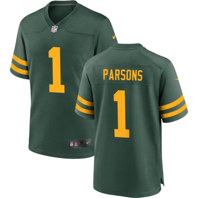 Men's Green Bay Packers #1 Micah Parsons Green Nike Alternate Yellow Number Stitched Limited Jersey
