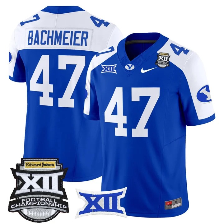 Men's & Women's & Youth BYU Cougars #47 Bear Bachmeier 2025 Big 12 Championship F.U.S.E. Vapor Limited Stitched football Jersey Royal Alternate