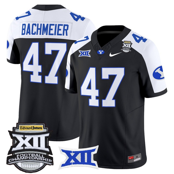Men's & Women's & Youth BYU Cougars #47 Bear Bachmeier 2025 Big 12 Championship F.U.S.E. Vapor Limited Stitched football Jersey Black Alternate